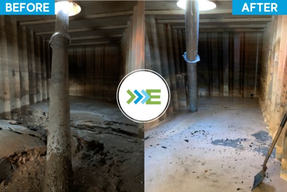 Before and after a frac tank cleaning